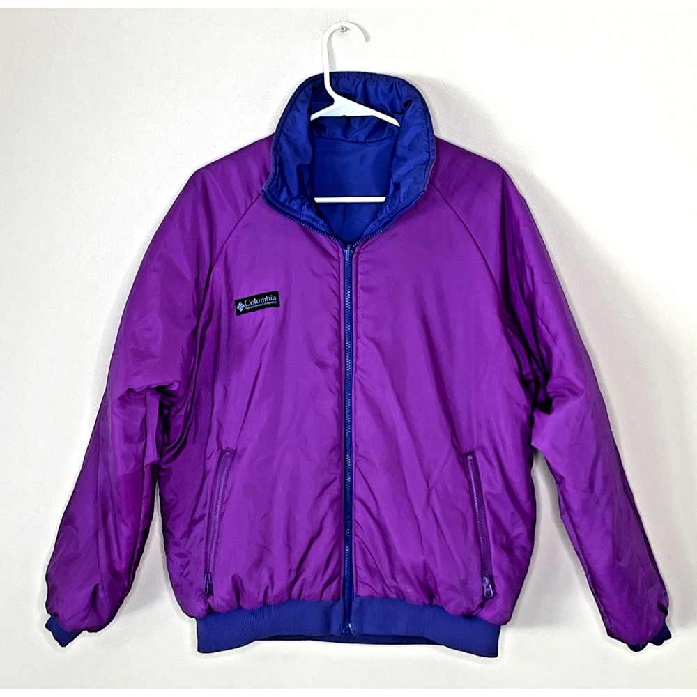 Columbia Puffer Purple Blue Jacket Reversible Women's Large Vintage 90's SL 5090